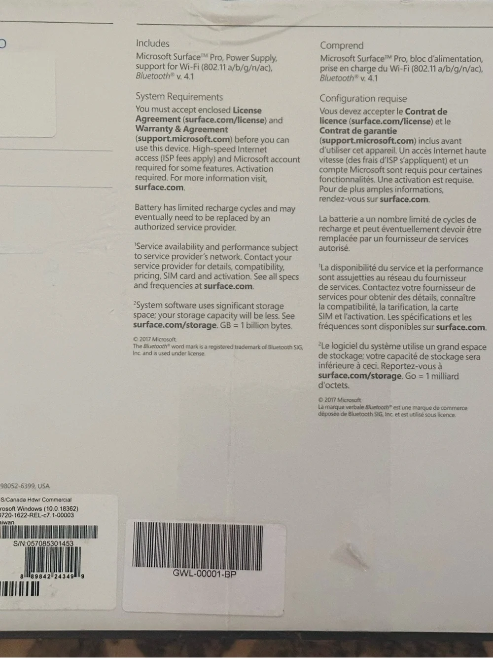 Microsoft Surface Pro Tablet — White Packaging
